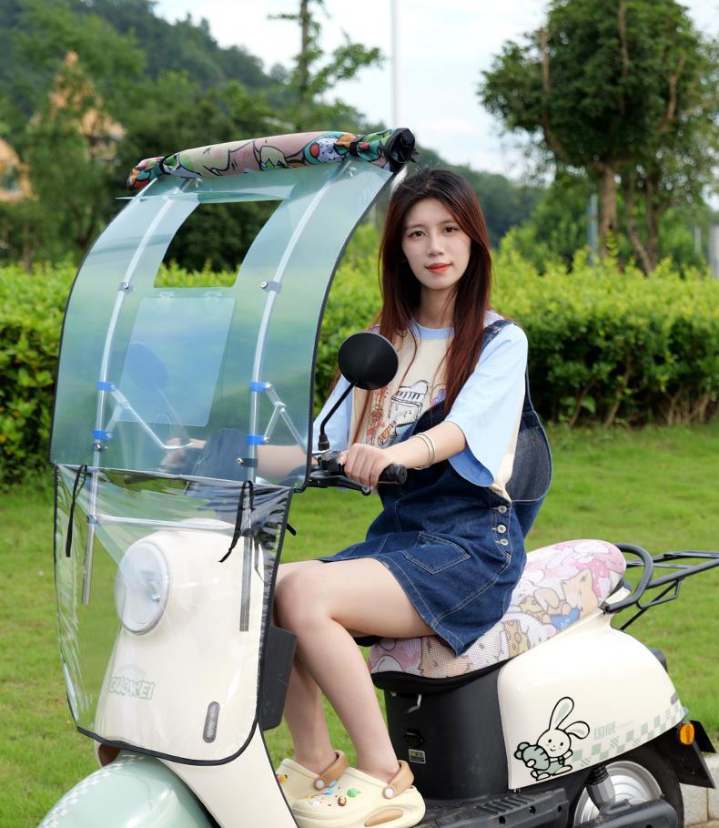 New Electric Vehicle Canopy Detachable Folding Telescopic Thickened Sun Protection Motorcycle Parasol Umbrella Rain Cover Canopy