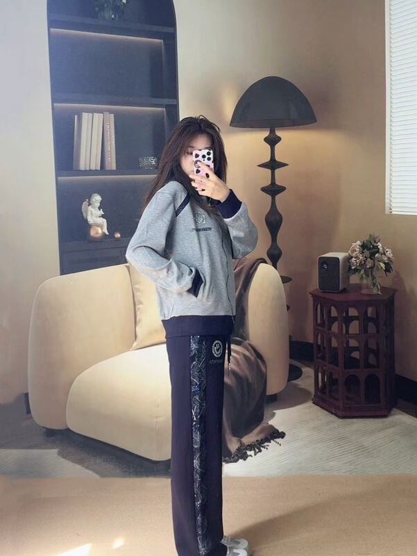 秋季连帽时尚减龄休闲运动套装妈妈装连帽长袖外套裤子女装俩件套|undefined
