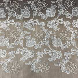 网纱蕾丝花边婚纱洛丽塔连衣裙时装面料Embroidered Mesh Fabric