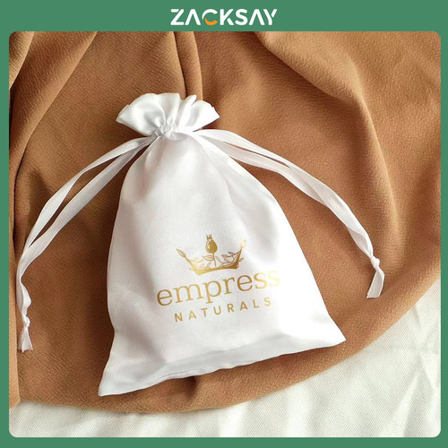 100 pieces of Logo Printed Satin Fabric Gift Bags, Dustproof Hair Accessories Packaging, Silk-like Jewelry Pouch