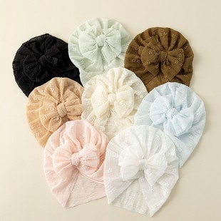 Summer Children's Lace Hollow Bow Flower Hat Infant and Toddler Fontanelle Fetal Cap Super Soft Indian Hat