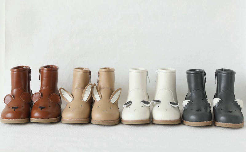 Littlesummer, 22-летние зимние теплые кожаные теплые зимние пинетки ручной работы из овечьей шерсти с рисунком животных, Нескользящие зимние пинетки