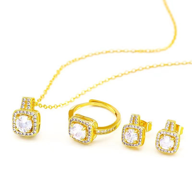 Zircon Jewelry Set with Matching Earrings and Ring.