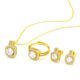 Foreign trade cross-border three-piece set inlaid zircon suit stud earrings ring necklace female pendant online live broadcast clavicle chain luxury