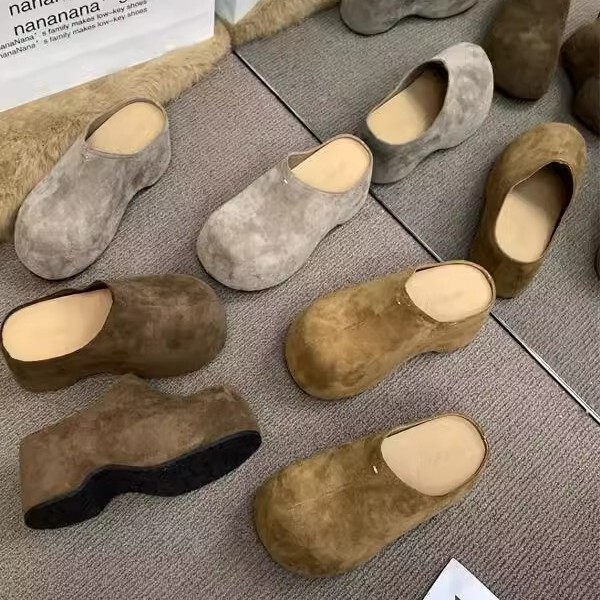 Internet Celebrity 2025 Spring New Thick-soled Half-drag Birkan Shoes Ultra-high Heel Retro Outer Wear Muller Shoes Slip-on