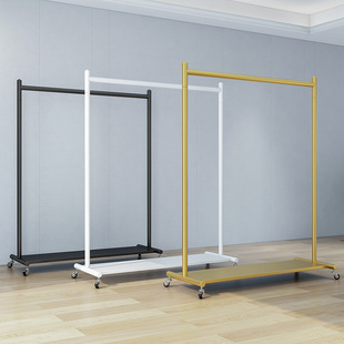 Mobile Hanger Floor Bedroom Drying Hanger Household Single-pole Shoe Bag Clothes Rack Simple Coat Rack with Wheels