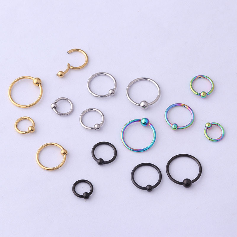 316L Stainless Steel Nose Rings & Studs Circle Waterproof Non Tarnish Surgical Steel Women'S Unisex display picture 4
