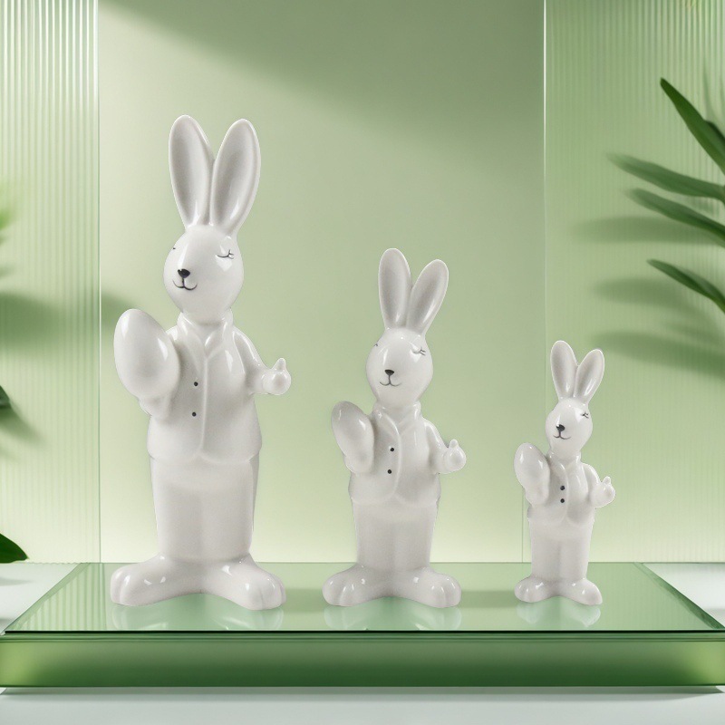 Animal abstracto nórdico decoración artesanía de cerámica minimalista moda moderna creativa decoración suave conejo comercio exterior al por mayor