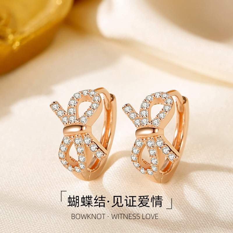 925 plata versión coreana simple hebilla de oreja de circón temperamento lazo de nicho pendientes de alta gama DIY pendientes de anillo al por mayor