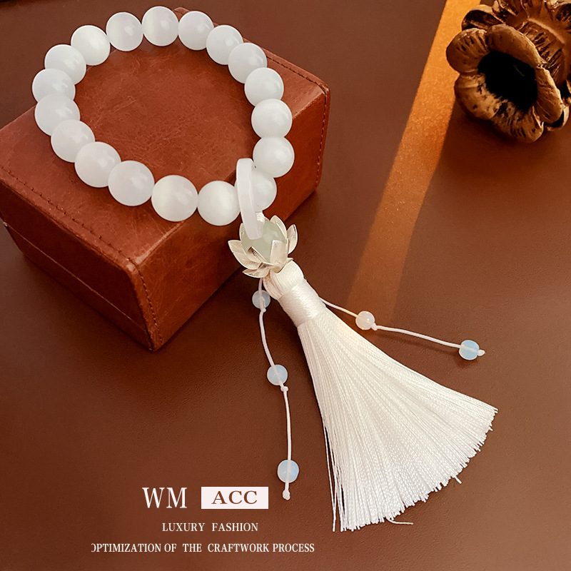 Nuevo estilo chino Opal Lotus borla pulsera retro todo partido Hanfu pulsera elegante moda pulsera fábrica al por mayor