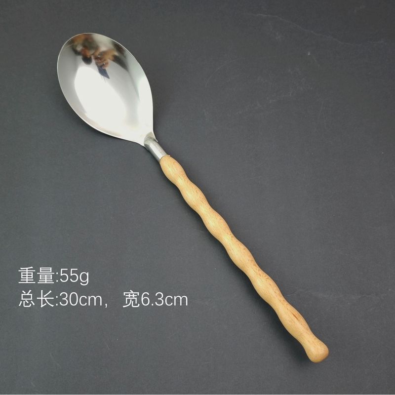304 ステンレス鋼スパチュラ木製ハンドル日本製クリエイティブ家庭用キッチン用品セットサービングスプーンメッシュ漏斗鍋スプーン|undefined