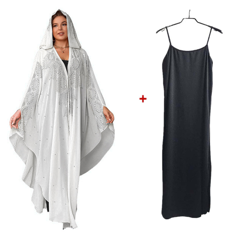 Cross-border Plus-size With Rhinestones And Beads, Middle Eastern Bat-sleeve Robe, Arabic Women's Clothing_ecoleips.com