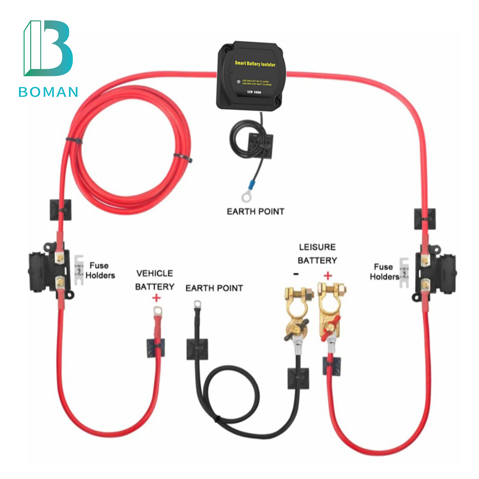 Coche inteligente doble batería aislador traje 3 M 6 M batería aislador 12V140A relé VSR traje