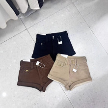 加绒加厚辣妹修身短裤女冬季新款高腰显瘦百搭包臀a字提臀裤7028