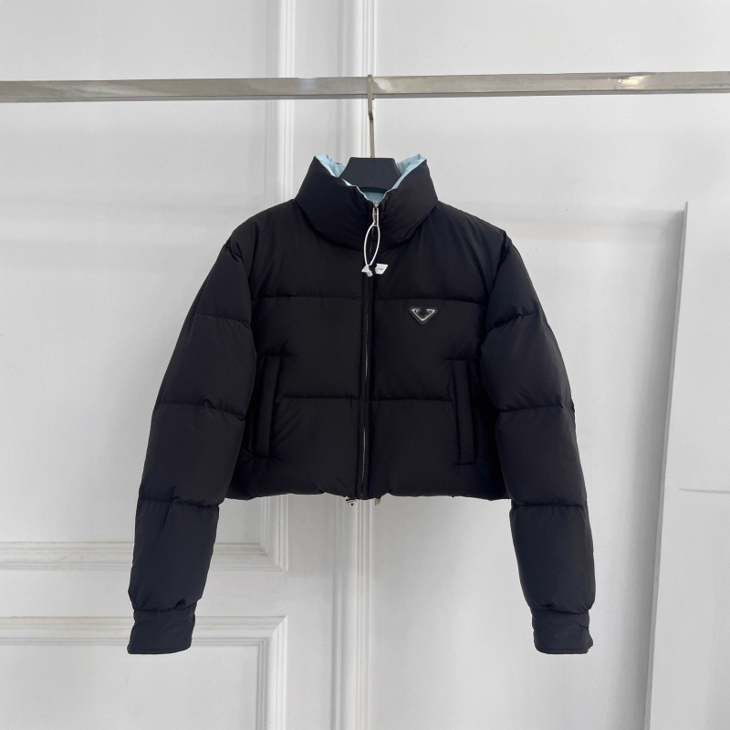 2026 Autumn/Winter New Collection: Original P Brand Triangle Logo Short High-Neck 90% White Duck down Jacket for Women 2026 Autumn/Winter New Collection: Original P Brand Triangle Logo Short High-Neck 90% White Duck down Jacket for Women