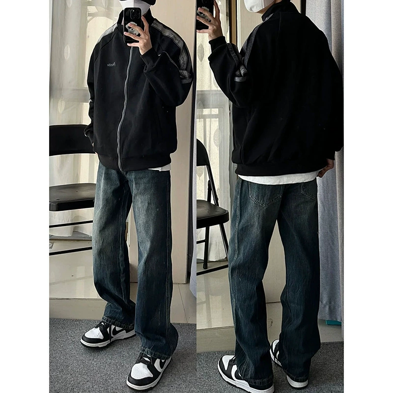 Американские ретро синие джинсы весной и осенью дикие модные штаны для мальчиков