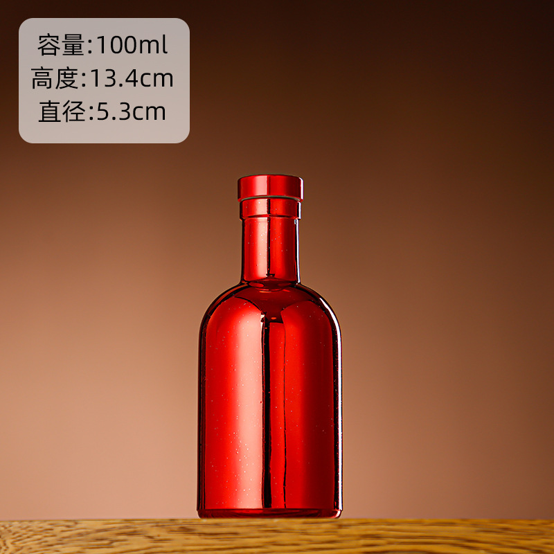 Galvanoplastia botella de vino de vidrio vodka botella de hielo botella de bebida de gama alta botella de vino extranjero botella de vino tinto chapado en oro botella vacía al por mayor