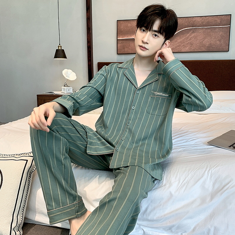 Waffle pijamas hombres de primavera y otoño cardigan manga larga juventud invierno más tamaño vestir prendas exteriores homewear traje