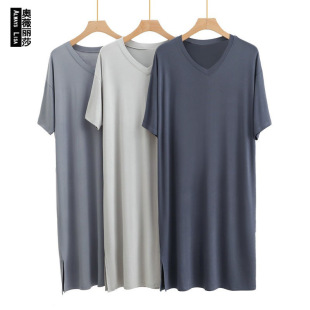 Summer pijama, thin bathrobe, plus size, V-neckline, high collar