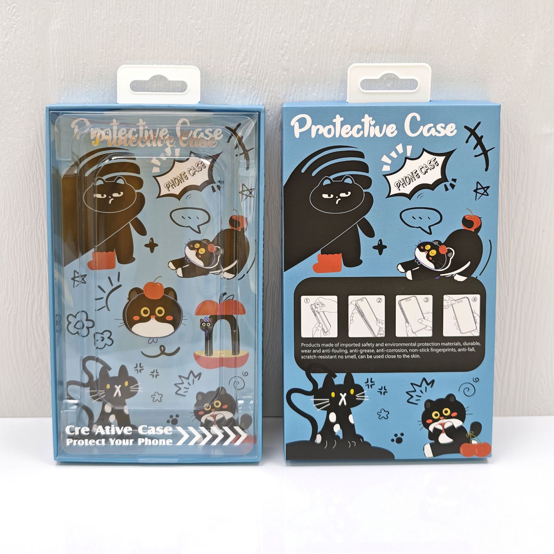 검은 고양이 파란색 (188*110*20) mm + 두꺼운 투명 물집