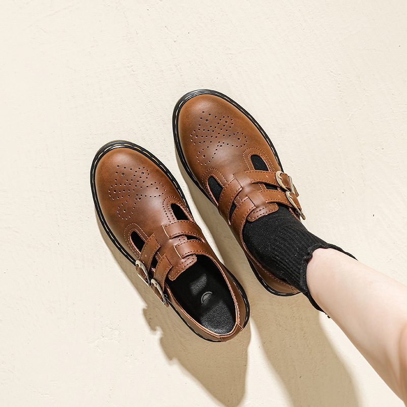 Cross-Border Mary Jane Women's Shoes Maryjane Low-Top Shoes Women's British Fashion Double-Buckle Student Casual Shoes
