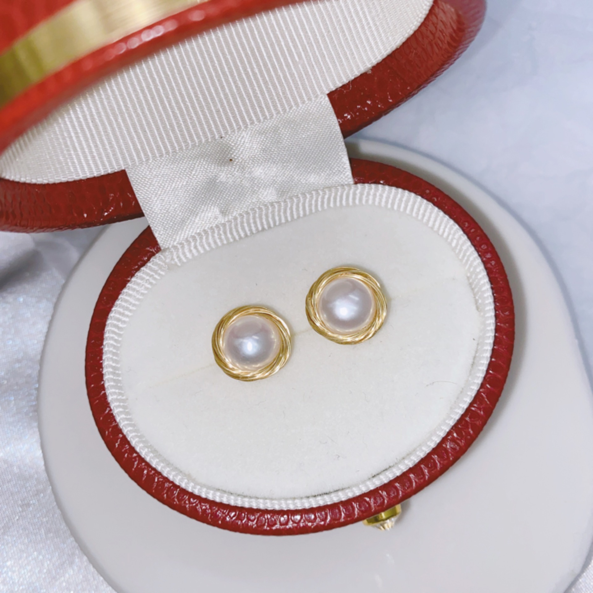 Dumpling de Suzhou en perles d'eau douce naturelle, style français vintage, élégant et intemporel, fait main. Aiguille en argent 925, fil plaqué or, embouts en argent 925._voghion.com