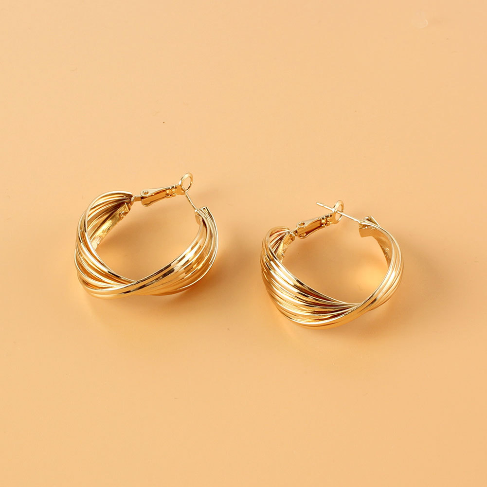 Simple Alloy Geometric Winding Small Earrings Wholesale Jewelry Nihaojewelry display picture 2