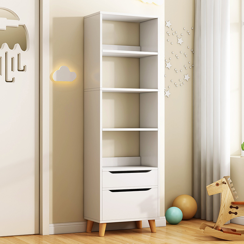 書架落地收納書櫃置物架客廳儲物櫃簡易靠牆展示櫃家用多層帶門櫃