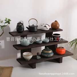 实木桌面展示架盲盒摆件茶具多层阶梯架文玩手办多肉花盆收纳架