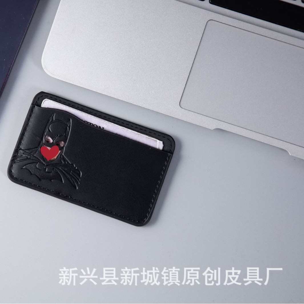 Bolsa de tarjeta bancaria de posición de tarjeta múltiple ultrafina, funda de tarjeta corta minimalista, monedero de cuero para hombre, murciélago de equipo de héroe transfronterizo