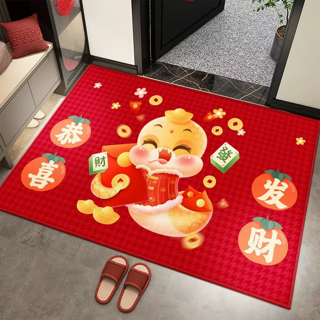 2025年新款蛇年软硅藻泥浴室地垫可爱动物吸水防滑脚垫卫生间速干