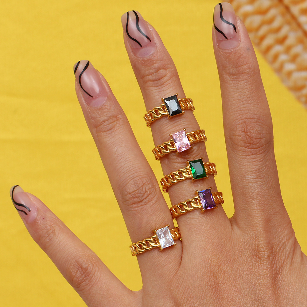 Womenu0027S Fashion Geometric Stainless Steel Rings Geometry National Tide Metal Zircon Stainless St