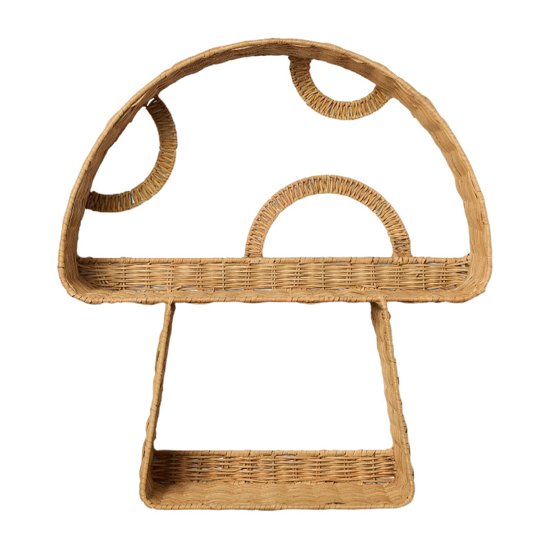 Plantas naturales de caña tejida de hongos de pared estantes de pared de estantes de pared decoración de habitaciones modelo de hotel residencial