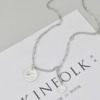 Brand small design universal necklace stainless steel, chain for key bag  with letters, Korean style