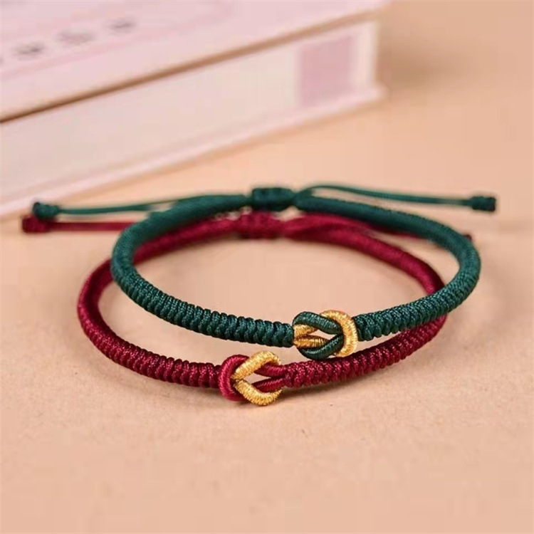 Hand-woven bracelet female diamond knot couple bracelet a pair of men's niche simple red rope gift for birth year Hand-woven bracelet female diamond knot couple bracelet a pair of men's niche simple red rope gift for birth year