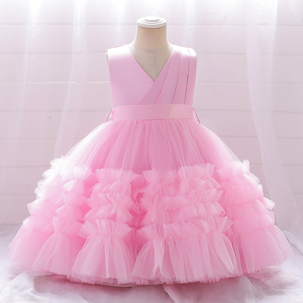 Europeo y americano nuevo en stock años de edad vestido multi-capa malla pastel pettiskirt Navidad princesa vestido de bebé vestido
