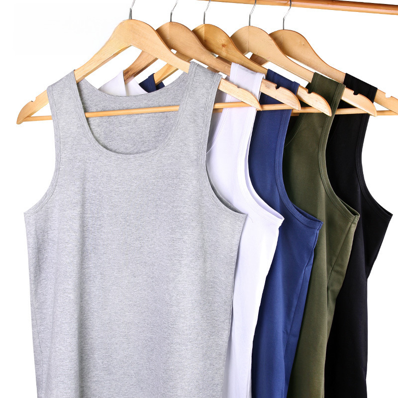 Men's Cotton Sports Vest Summer Youth Breathable Hurdle Men's Slim Fitness Sleeveless Base White Sweatshirt Trendy