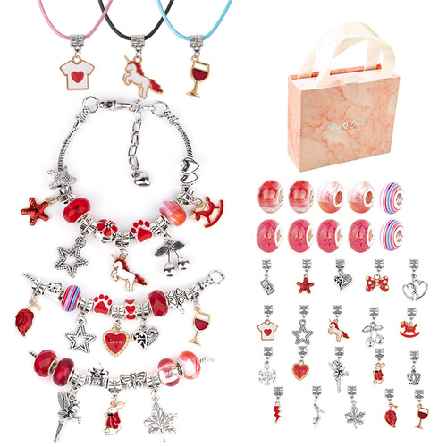 Cross-border best-selling children's bead necklace set DIY girl toy colorful crystal intelligence set