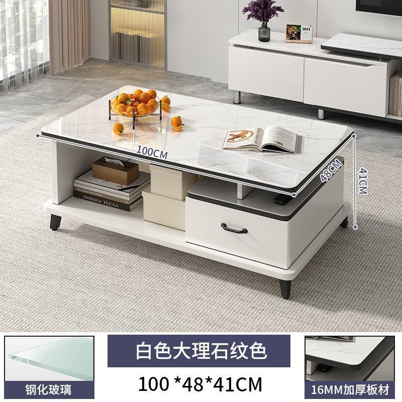 100CM 흰색 대리석 + 서랍 + 유리
