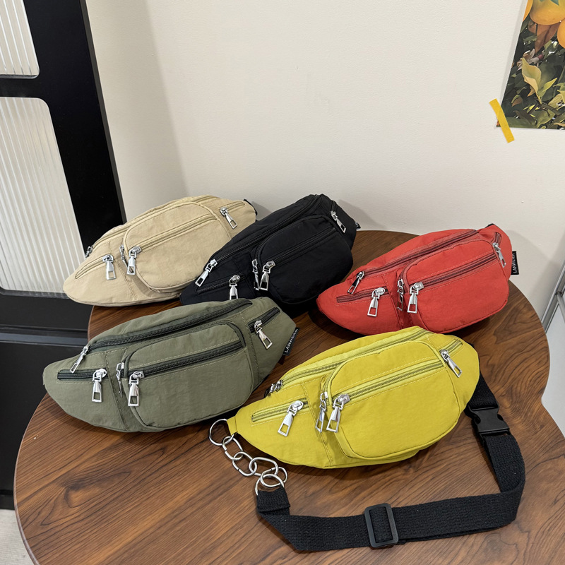 运动腰包尼龙休闲百搭单肩斜挎包多功能户外防水胸包手机包零钱包
