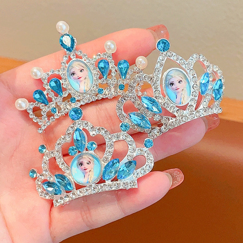 Elsa Crown Hair Comb for Kids - Non-slip and Hair-friendly Frozen Princess Hair Accessory with Water Diamond Hair Comb for Girls