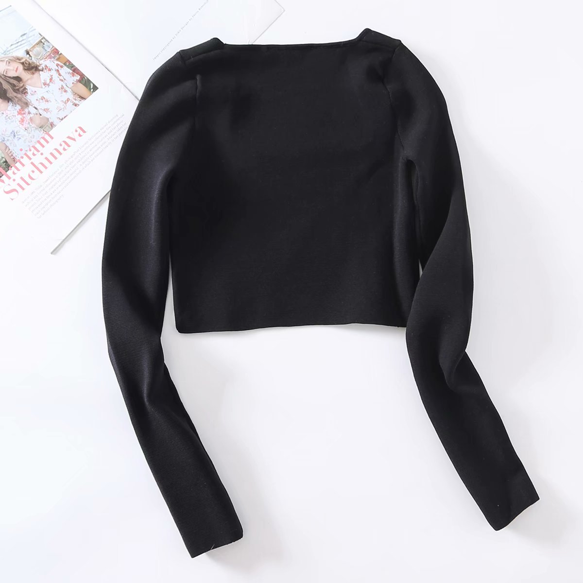 autumn women s  square collar short knitted sweater nihaostyles wholesale clothing NSAM82237