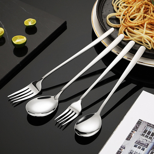 316 stainless steel spoon fork long handle Korean spoon household spoon high-value tableware fork spoon wholesale