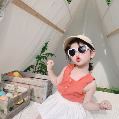 童装宝宝背心套装2021夏季新款女童韩版无袖吊带宝宝t恤花苞短裙|ms