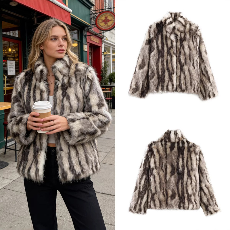 Z Brand Foreign Trade Cross-Border Ready Stock European and American Style Women's Clothing 2026 Spring New Fashion Faux Fur Long Plush Coat