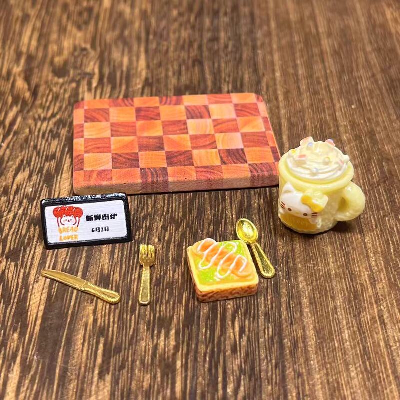 微缩娃娃屋迷你食玩树脂甜甜圈土司Kt咖啡过家家玩具迷你摆件套装|undefined
