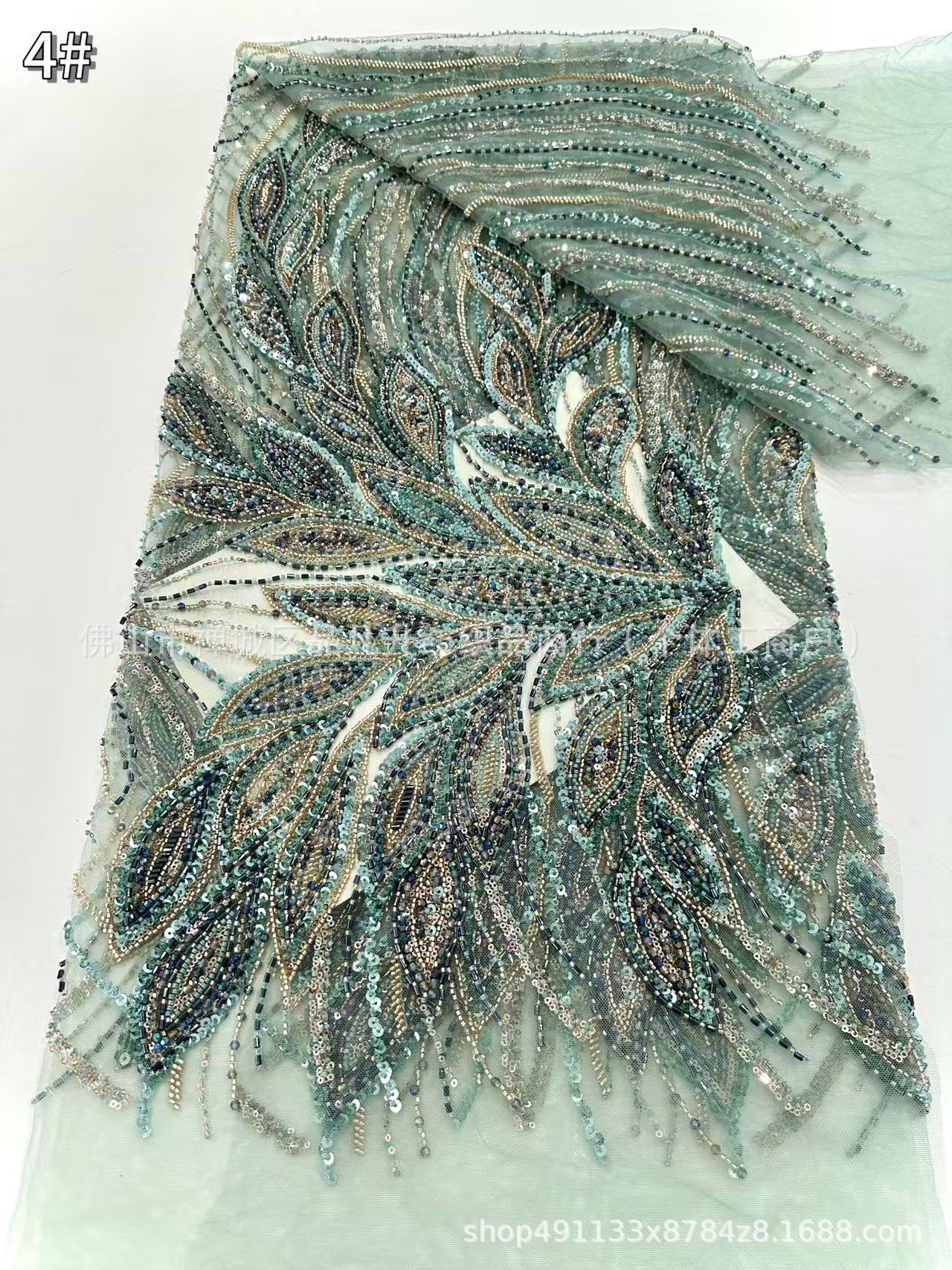 Tejido de flores tridimensionales industria pesada Tejido de bordado de perlas Tejido de bordado de sequilla Tejido de vestido de moda de alta calidad transfronterizo