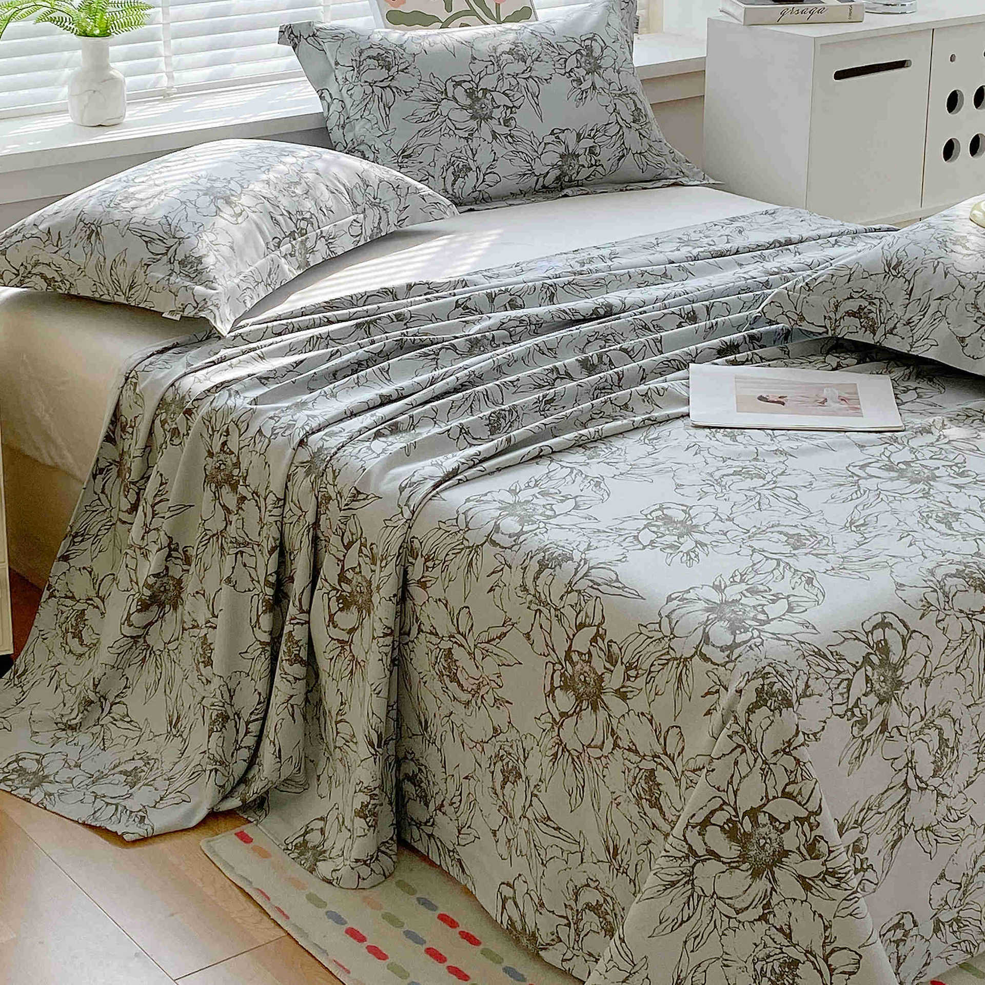 Sábanas de tela gruesa vieja de verano, dormitorio de estudiantes de una sola pieza, funda de cama individual, funda de almohada individual, juego de tres piezas, nuevo estilo 2025