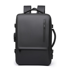 大容量ビジネスパスワードロックバックパックメンズラップトップバッグ拡張可能なハイエンド軽量トラベルバッグ