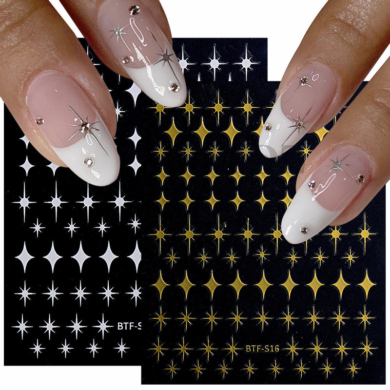 2023 New Nail Art Sticker Spelling Evening Hot Simple French Brilliant Four-Corner Star Sun Backed Adhesive Flat Sticker 2023 New Nail Art Sticker Spelling Evening Hot Simple French Brilliant Four-Corner Star Sun Backed Adhesive Flat Sticker